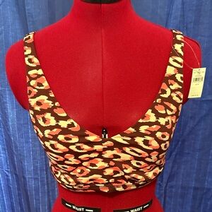 Aerie Offline Leopard Print Sports Bra - Brown and Pink